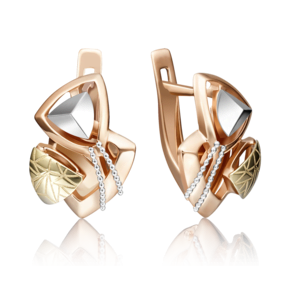 Серьги с английским замком из комбинированного золота 02-4117-00-000-1140-48