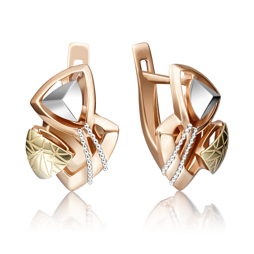 Серьги с английским замком из комбинированного золота 02-4117-00-000-1140-48