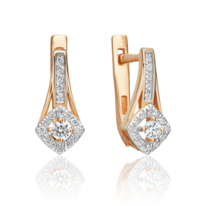 Серьги с английским замком из красного золота с фианитами 02-3382-00-501-1110-38