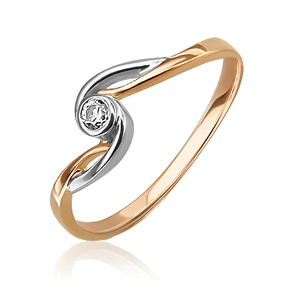 Кольцо из комбинированного золота с бриллиантом 01-0755-00-101-1111-30