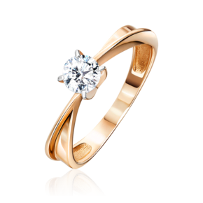 Помолвочное кольцо из красного золота с бриллиантом 01-0757-00-101-1110-30