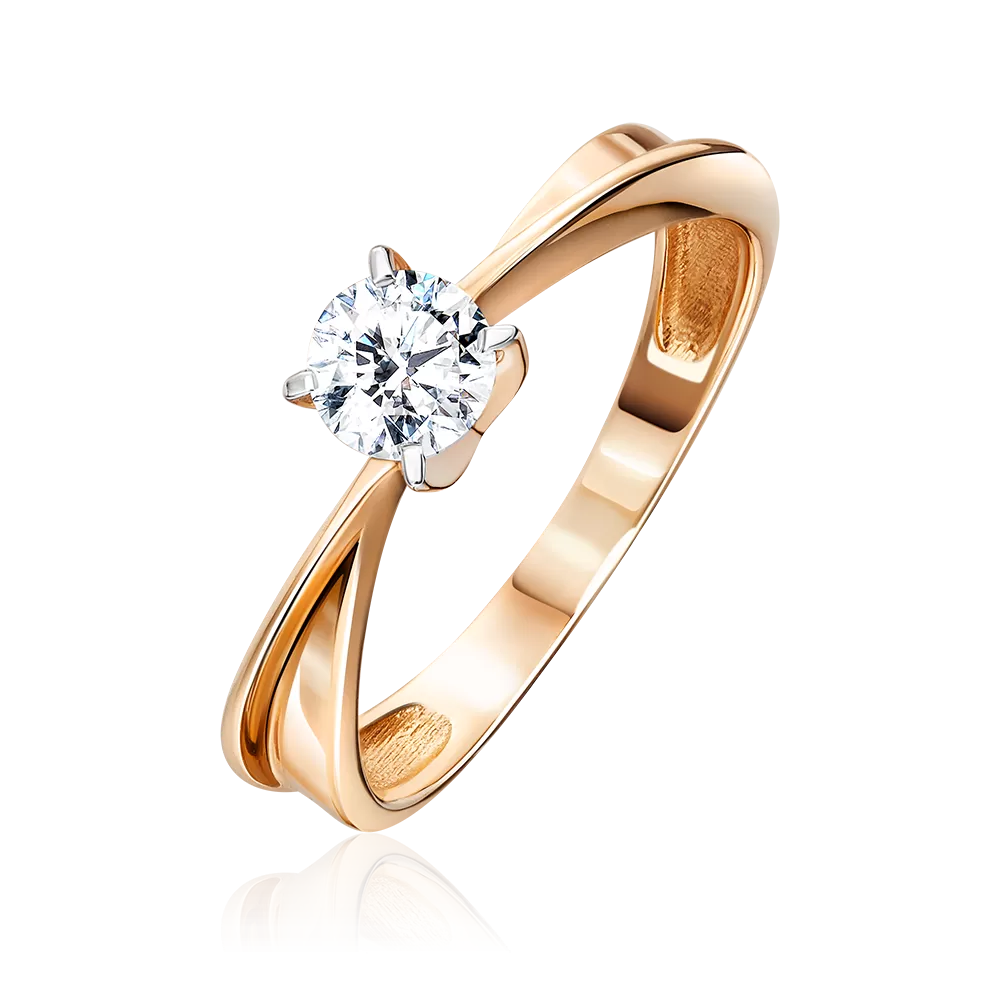 Помолвочное кольцо из красного золота с бриллиантом 01-0757-00-101-1110-30