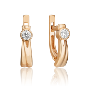 Серьги с английским замком из красного золота с бриллиантом 02-0421-00-101-1110-30