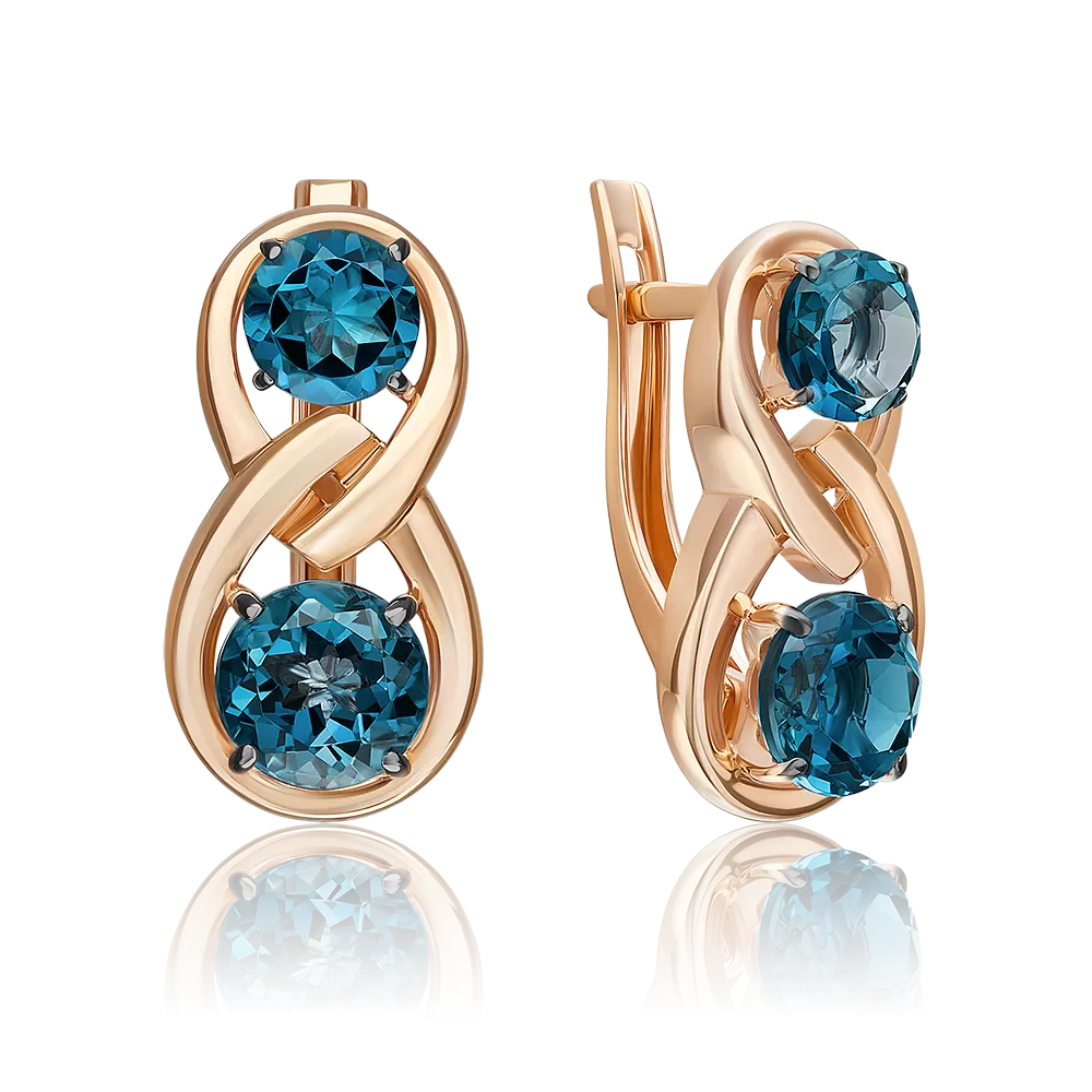 Серьги с английским замком из красного золота с топазами 02-5420-01-201-1110