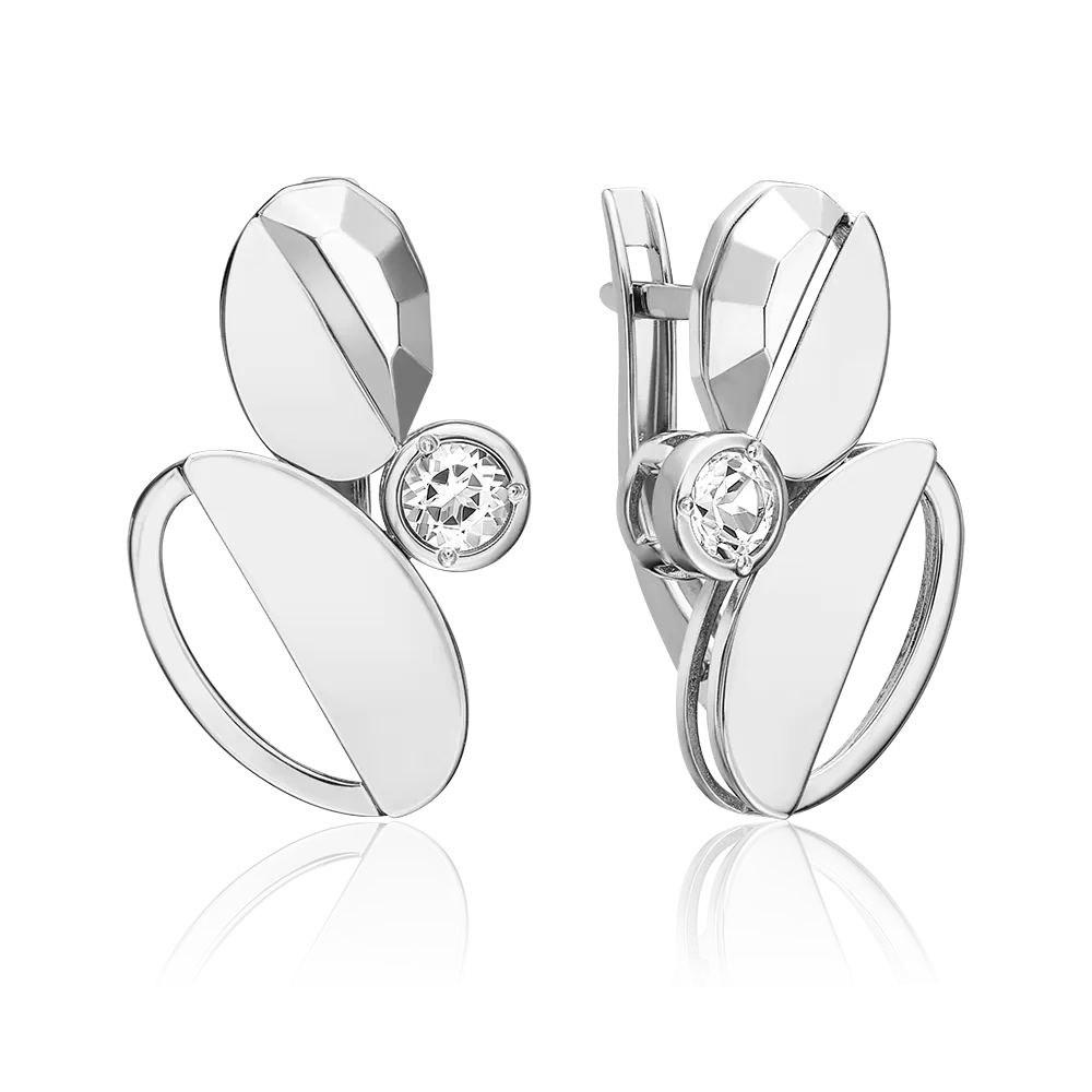 Серьги с английским замком из белого золота с натуральным топазом white 02-5034-00-201-1120