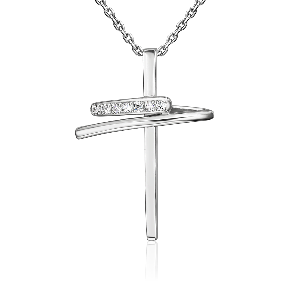 Декоративный крест из серебра с фианитами 03-0508-00-401-0200