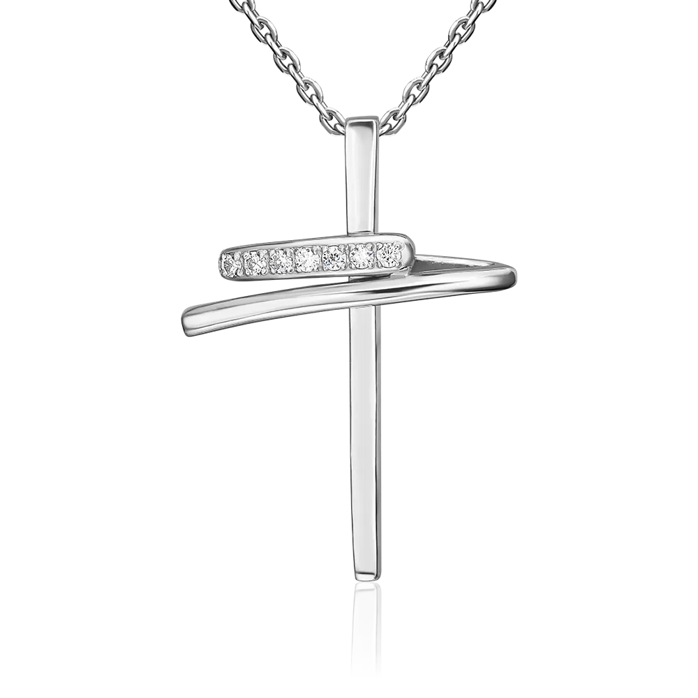 Декоративный крест из серебра с фианитами 03-0508-00-401-0200