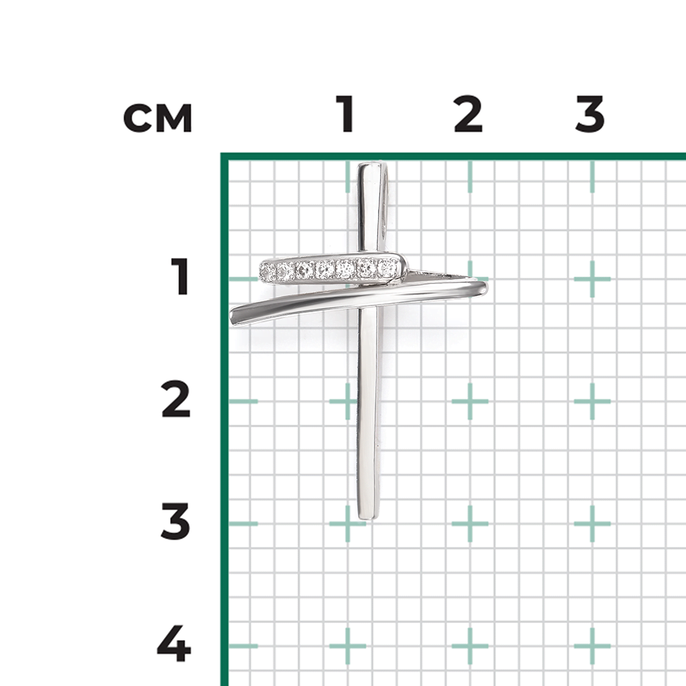 Декоративный крест из серебра с фианитами 03-0508-00-401-0200