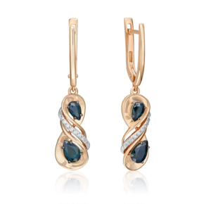 Серьги с английским замком из комбинированного золота с сапфирами и бриллиантами 02-5210-00-105-1111