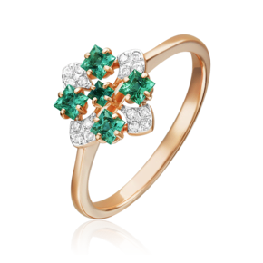 Кольцо из красного золота с изумрудами и бриллиантами 01-1533-00-106-1110-30