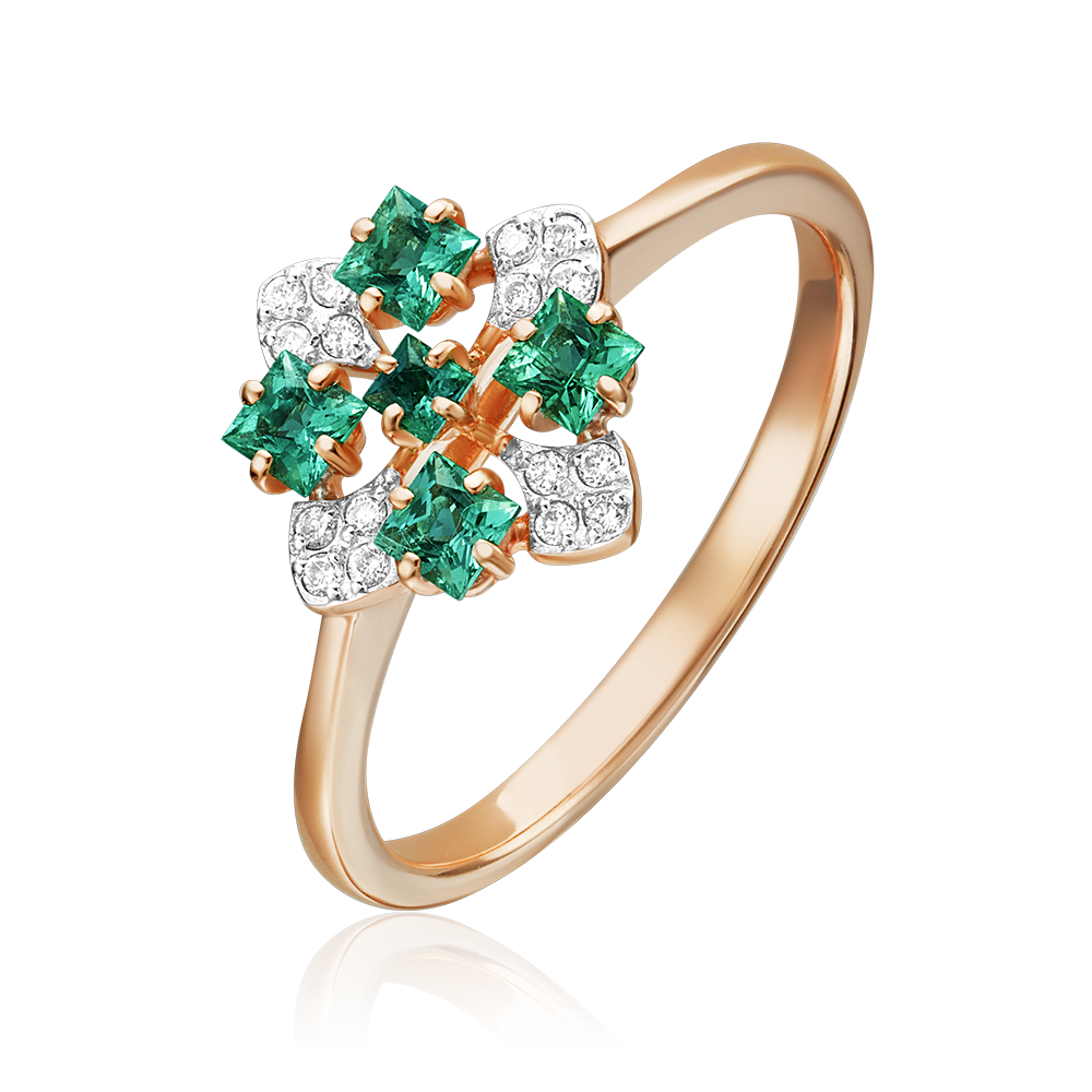 Кольцо из красного золота с изумрудами и бриллиантами 01-1533-00-106-1110-30