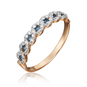 Кольцо из красного золота с сапфирами и бриллиантами 01-1534-00-105-1110-30