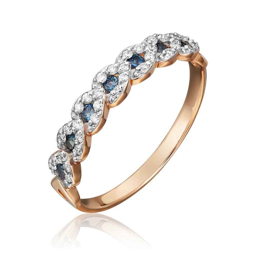 Кольцо из красного золота с сапфирами и бриллиантами 01-1534-00-105-1110-30