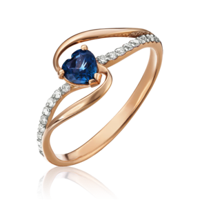 Кольцо из красного золота с сапфиром и бриллиантами 01-1535-00-105-1110-30