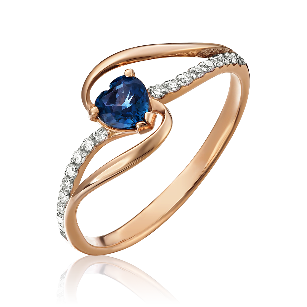 Кольцо из красного золота с сапфиром и бриллиантами 01-1535-00-105-1110-30