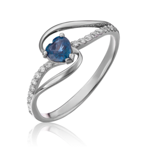 Кольцо из белого золота с сапфиром и бриллиантами 01-1535-00-105-1120-30