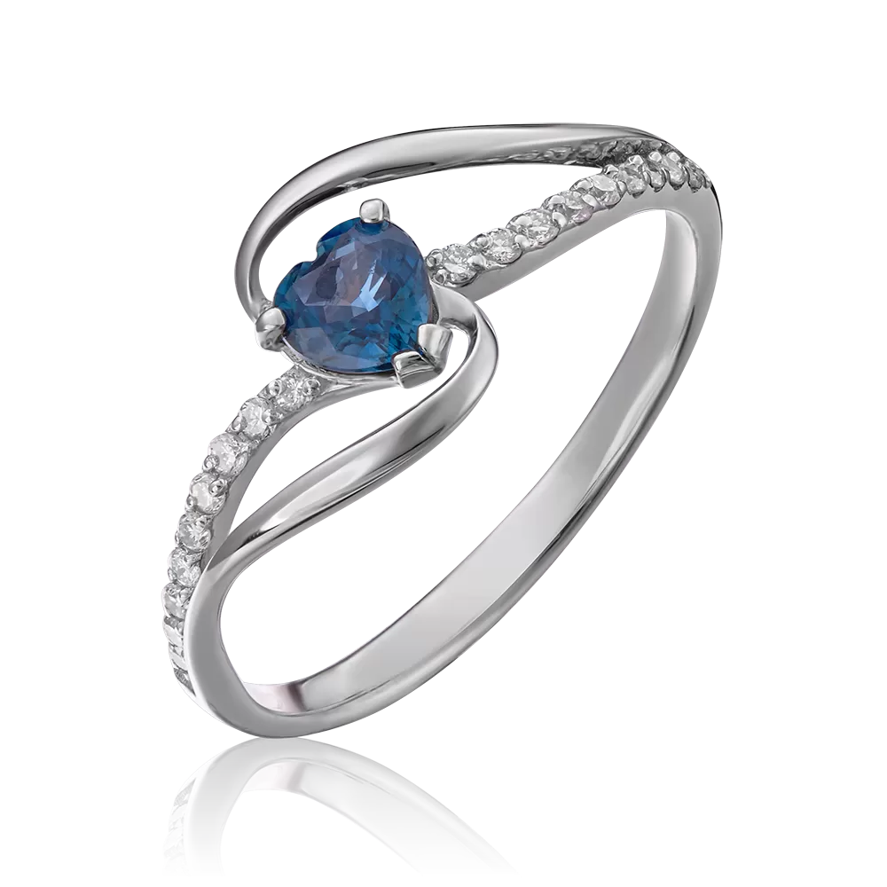Кольцо из белого золота с сапфиром и бриллиантами 01-1535-00-105-1120-30