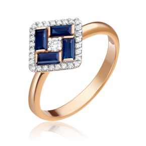 Кольцо из красного золота с сапфирами и бриллиантами 01-1536-00-105-1110-30