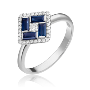 Кольцо из белого золота с сапфирами и бриллиантами 01-1536-00-105-1120-30