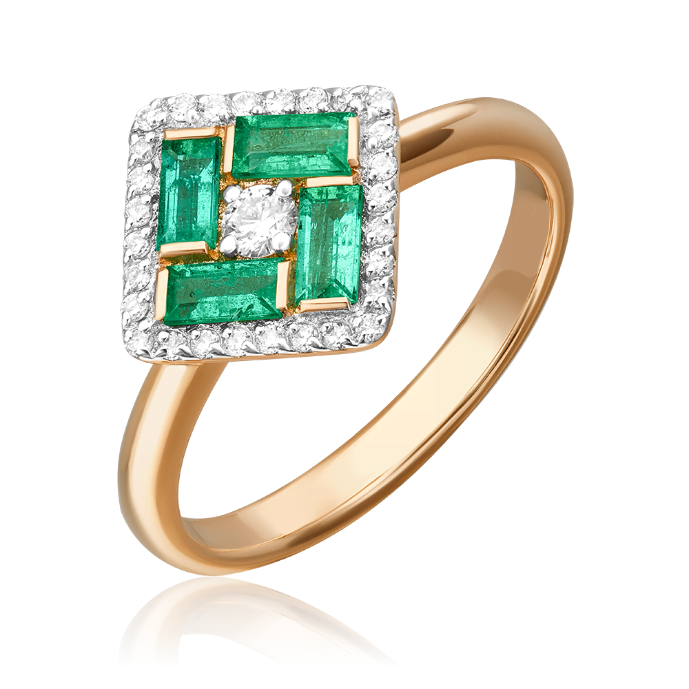 Кольцо из красного золота с изумрудами и бриллиантами 01-1536-00-106-1110-30