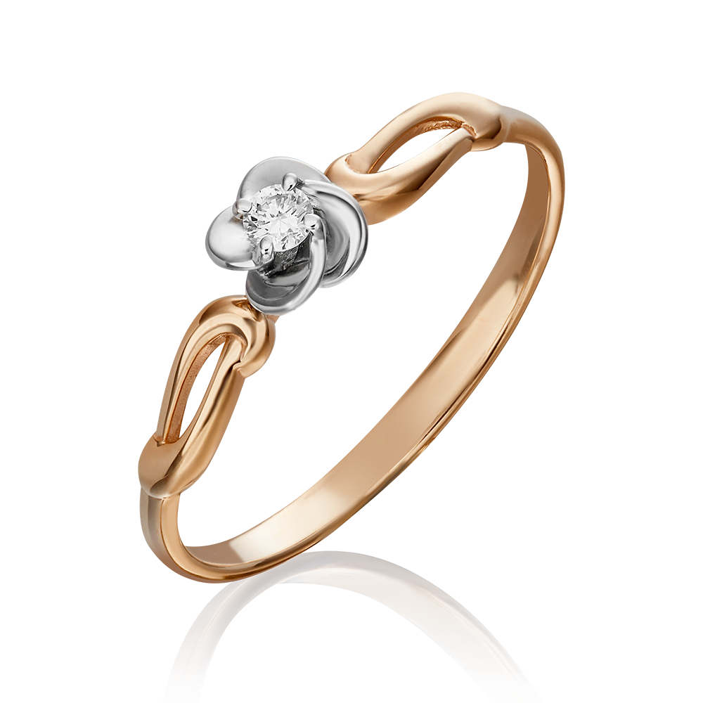 Кольцо из комбинированного золота с бриллиантом 01-1537-00-101-1111-30