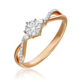 Кольцо из красного золота с бриллиантами 01-1538-00-101-1110-30