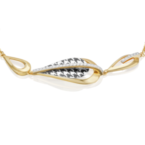 Браслет с принтом «Гусиная лапка» из комбинированного золота с фианитами и эмалью 05-0806-00-401-1121