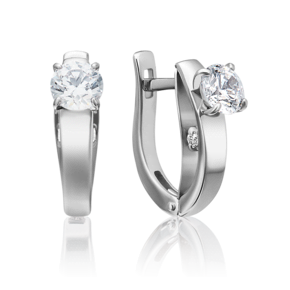 Серьги с английским замком из белого золота с фианитами 02-4318-00-501-1120-38