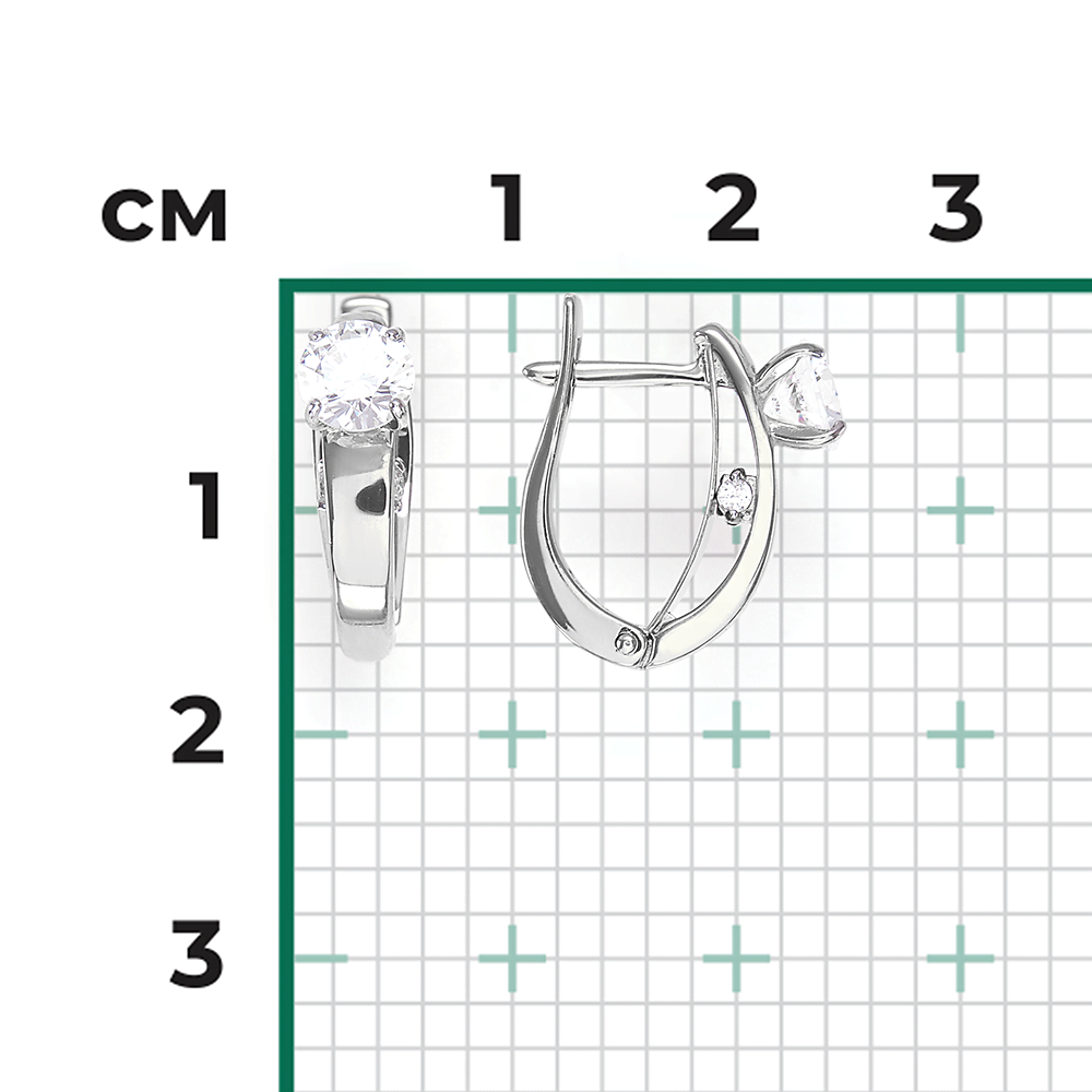 Серьги с английским замком из белого золота с фианитами 02-4318-00-501-1120-38