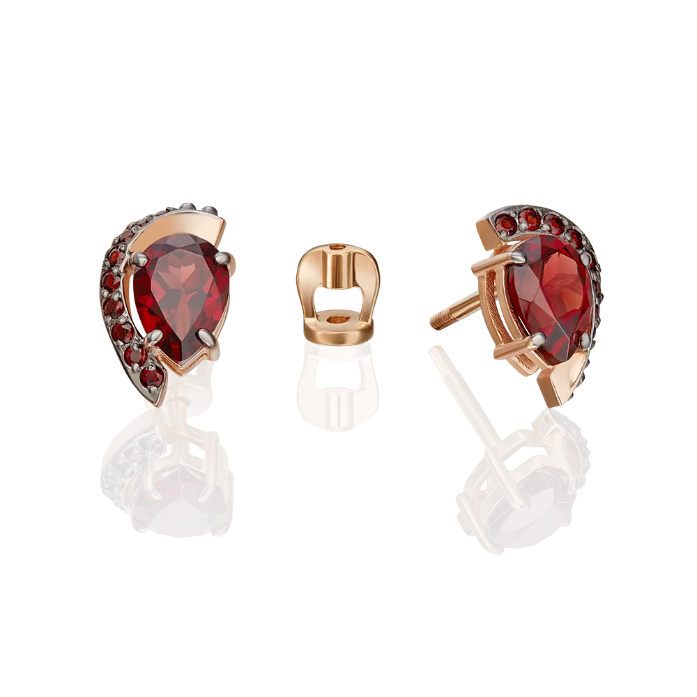 Серьги «Стихия Огня» из красного золота с гранатами 02-5180-00-204-1110