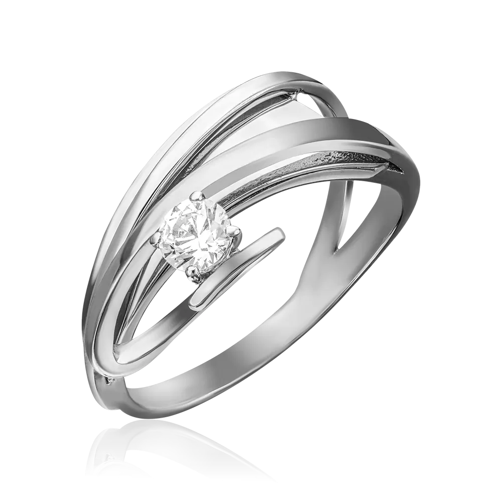 Кольцо из белого золота с фианитом 01-5266-00-401-1120