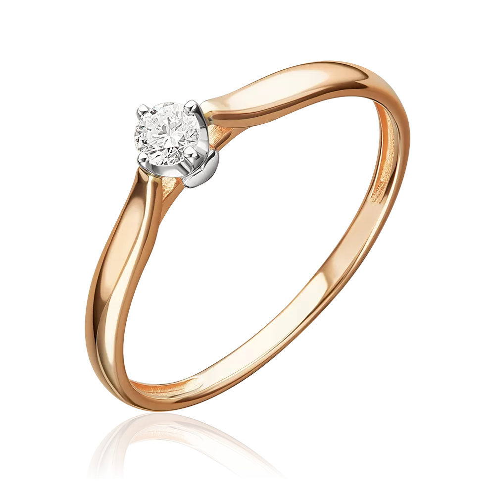 Помолвочное кольцо из комбинированного золота с бриллиантом 01-5973-00-101-1111