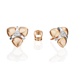 Серьги-пусеты из комбинированного золота с бриллиантами 02-4989-00-101-1111