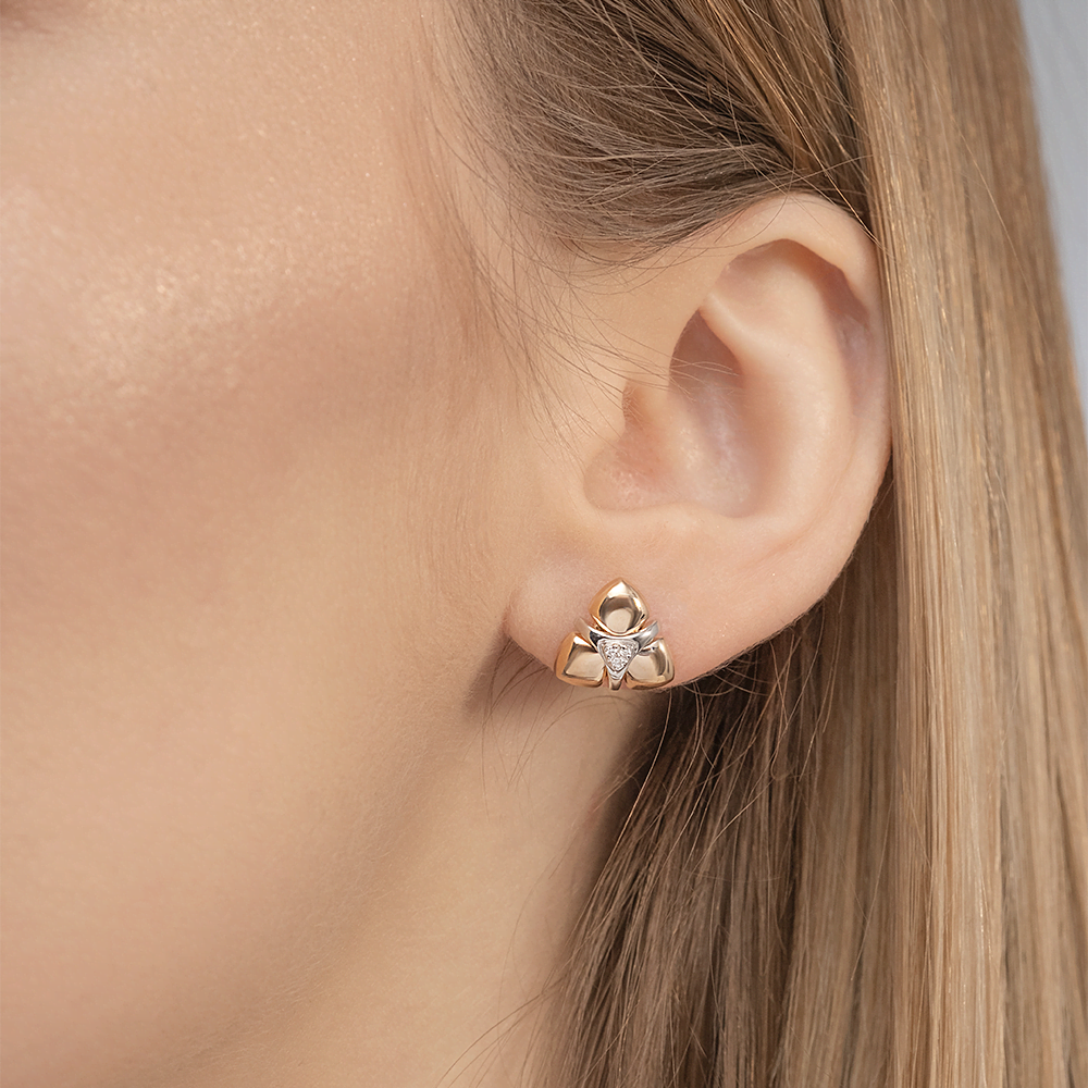 Серьги-пусеты из комбинированного золота с бриллиантами 02-4989-00-101-1111