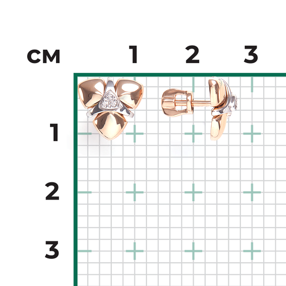 Серьги-пусеты из комбинированного золота с бриллиантами 02-4989-00-101-1111