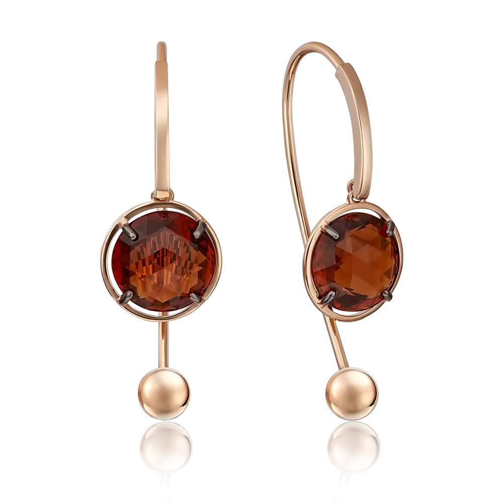 Серьги с французским замком из красного золота с цитрином 02-4414-01-206-1110-46
