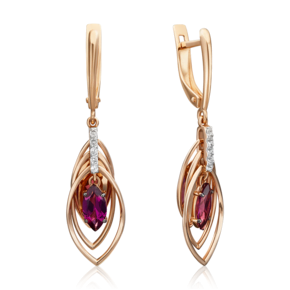 Серьги с английским замком из красного золота с гранатом и натуральными топазами white 02-4465-01-264-1110-57