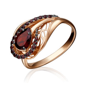 Кольцо «Перо» из красного золота с гранатами 01-5219-00-204-1110-57
