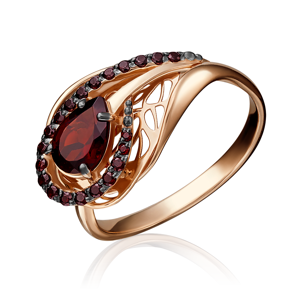 Кольцо «Перо» из красного золота с гранатами 01-5219-00-204-1110-57