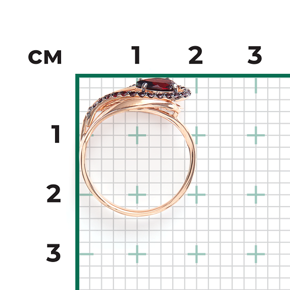 Кольцо «Перо» из красного золота с гранатами 01-5219-00-204-1110-57