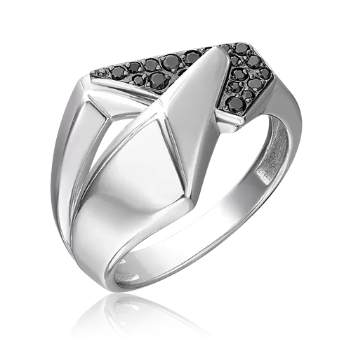 Кольцо из серебра с чёрными фианитами 01-5653-00-402-0200