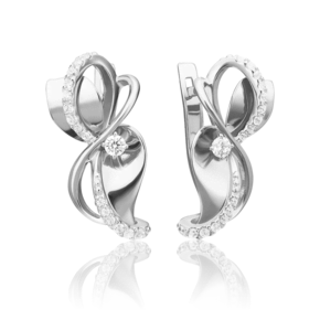 Серьги с английским замком из белого золота с фианитами 02-4331-00-401-1120-24