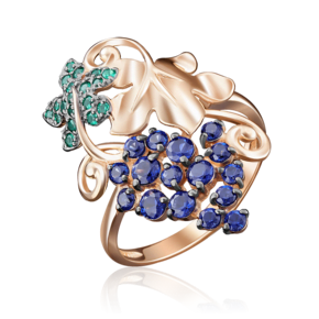 Кольцо «Виноград» из красного золота с фианитами 01-4839-00-404-1110-24