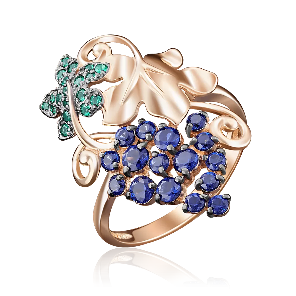 Кольцо «Виноград» из красного золота с фианитами 01-4839-00-404-1110-24