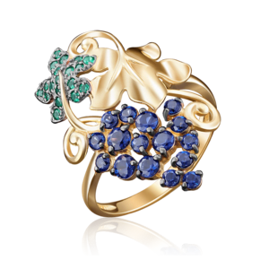 Кольцо «Виноград» из лимонного золота с фианитами 01-4839-00-404-1130-24