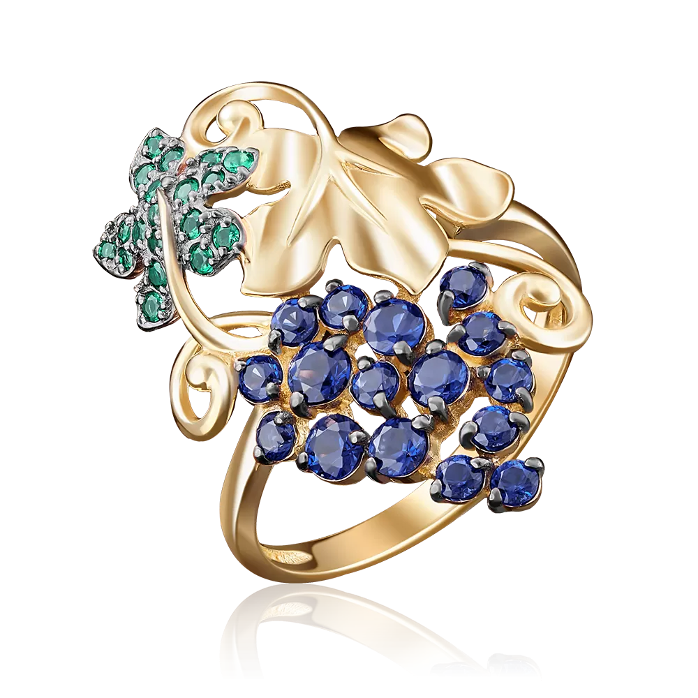 Кольцо «Виноград» из лимонного золота с фианитами 01-4839-00-404-1130-24