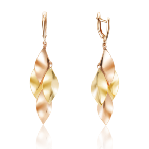 Серьги с английским замком из комбинированного золота 02-3692-00-000-1113-01