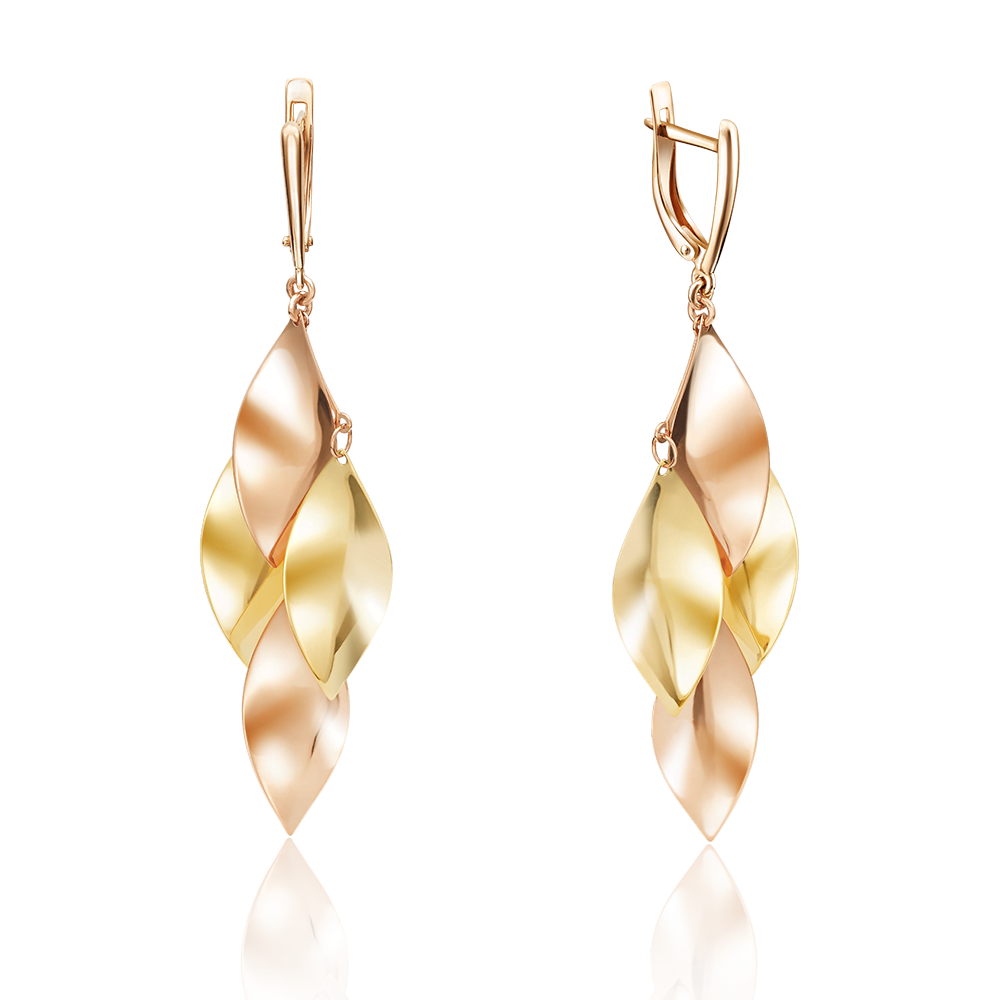 Серьги с английским замком из комбинированного золота 02-3692-00-000-1113-01