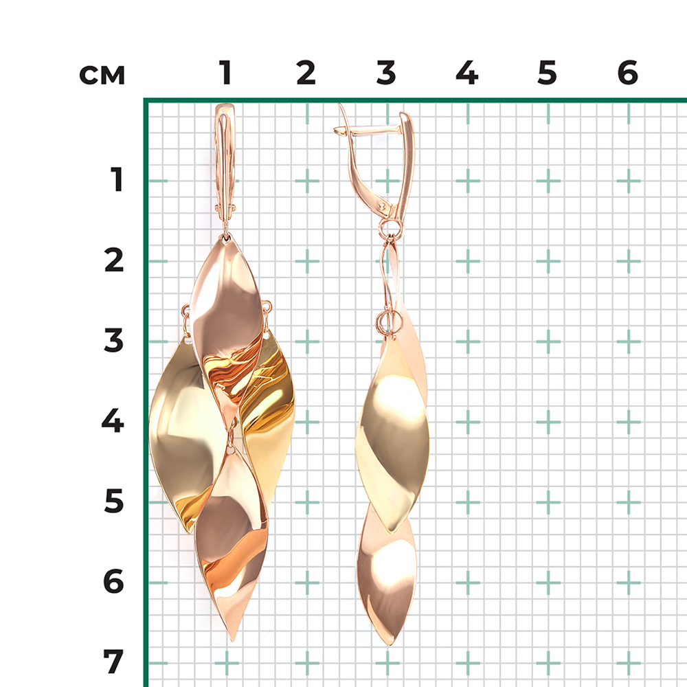 Серьги с английским замком из комбинированного золота 02-3692-00-000-1113-01