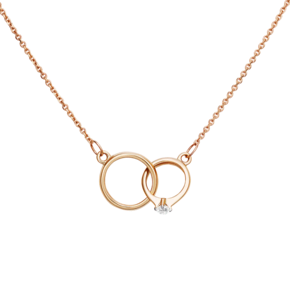 Колье «Два кольца» из красного золота с фианитом 07-0183-00-401-1110-03